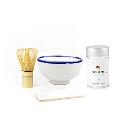 Matcha čaj set kasai plech biely2